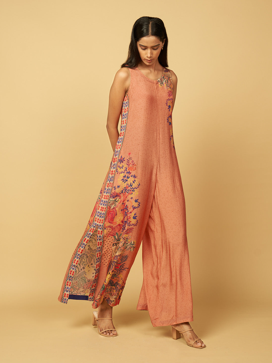 Whispering Grove Jumpsuit - Peach & Purple