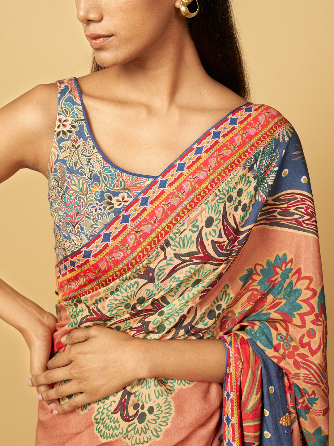 Oceanleaf Saree - Peach