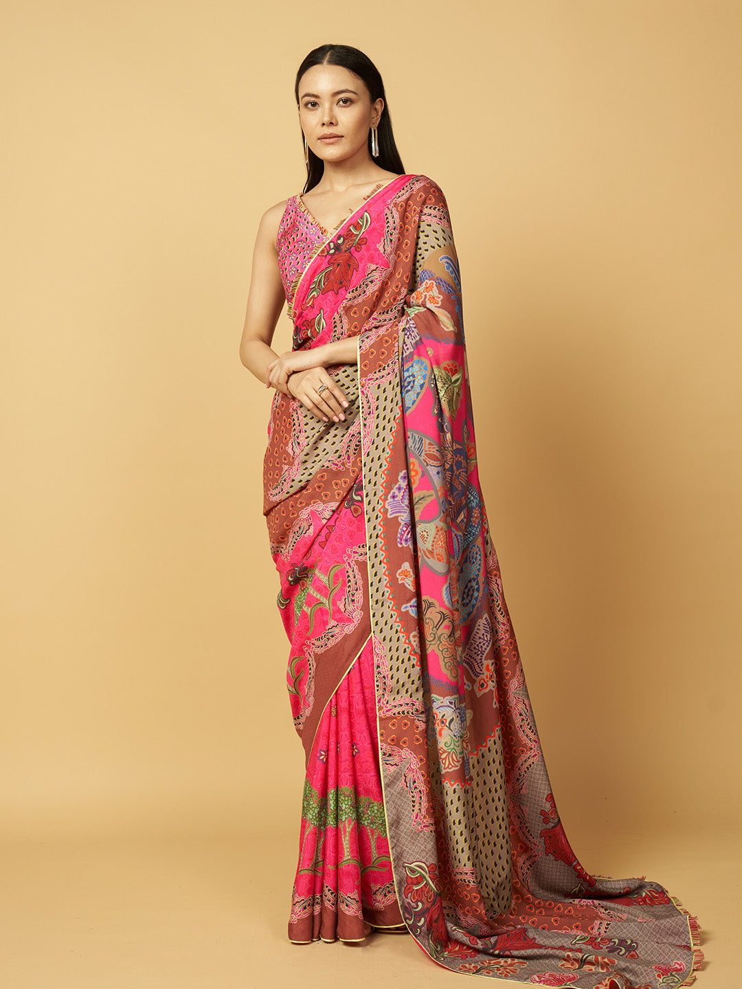 Stoneveil Saree - Pink