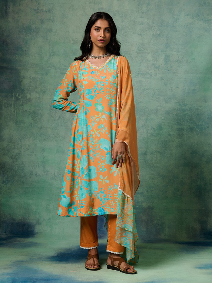 Moh Kurta Set - Orange
