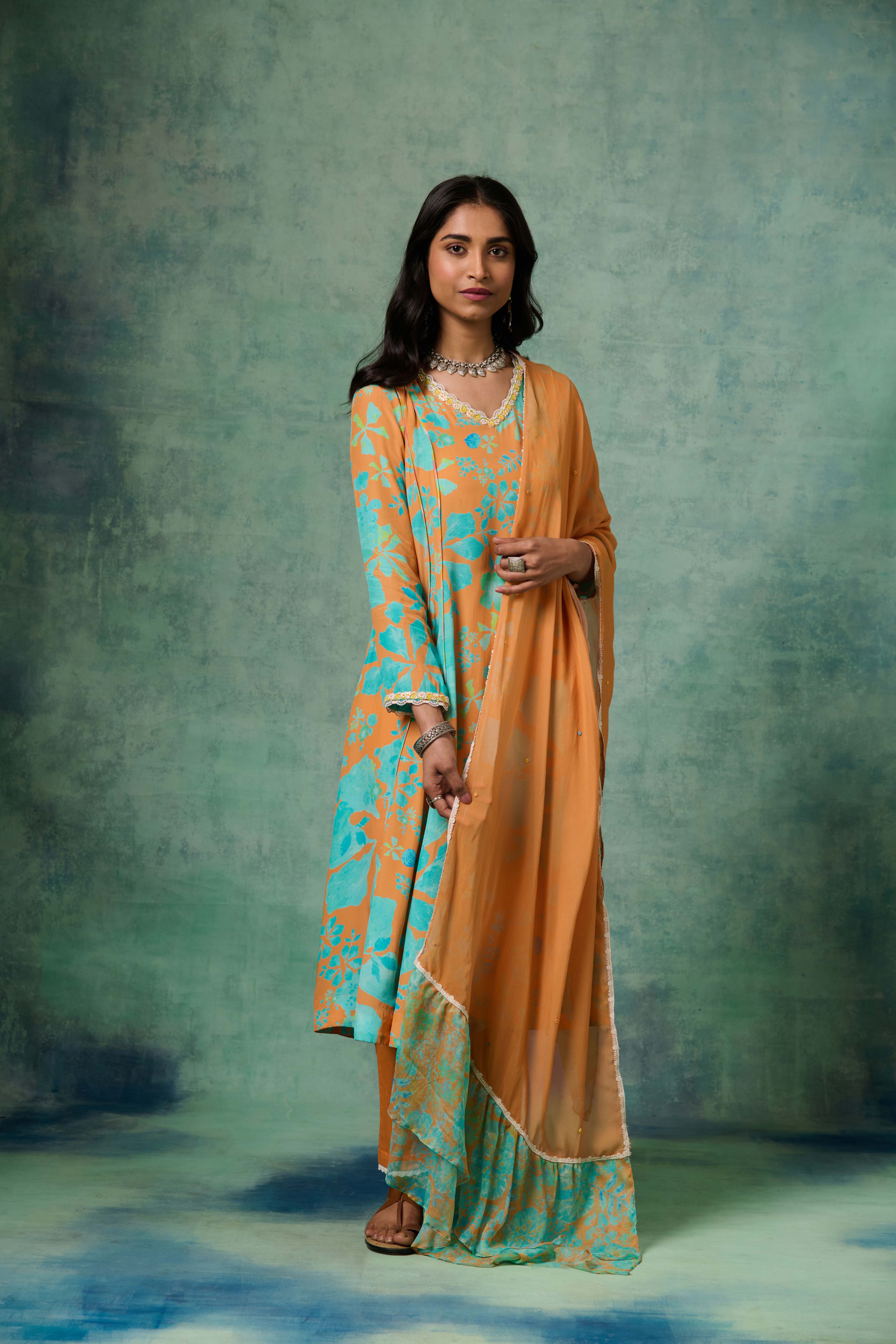 Moh Kurta Set - Orange