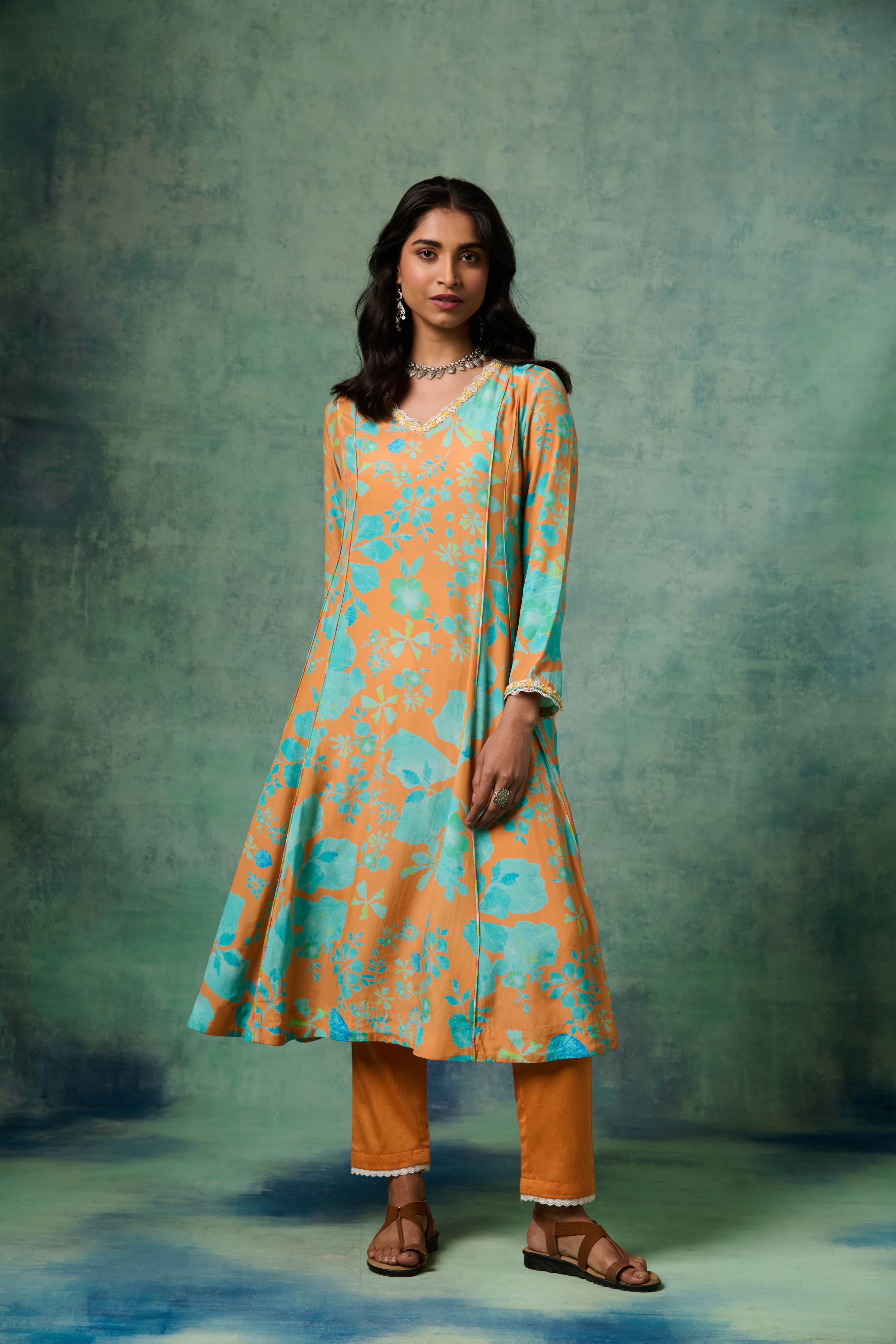 Moh Kurta Set - Orange