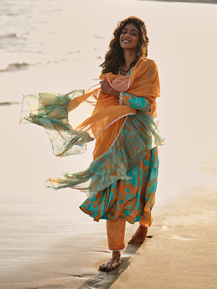 Moh Kurta Set - Orange