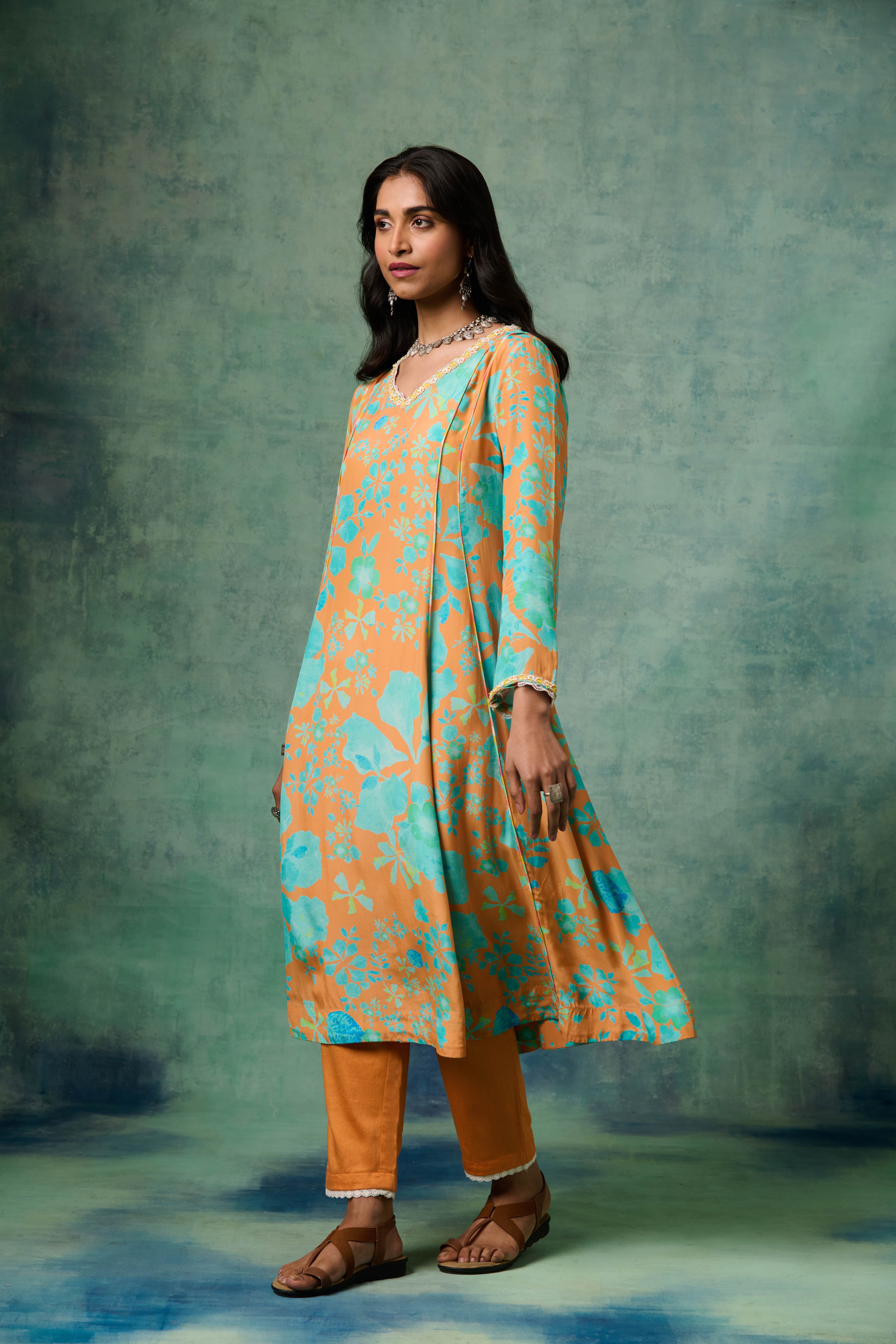 Moh Kurta Set - Orange