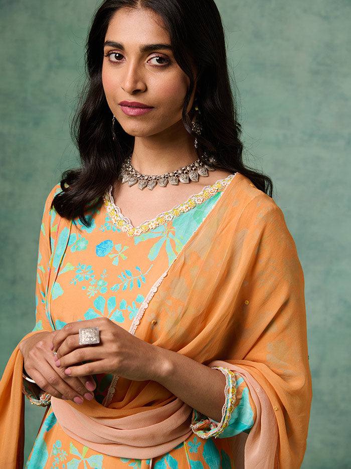 Moh Kurta Set - Orange