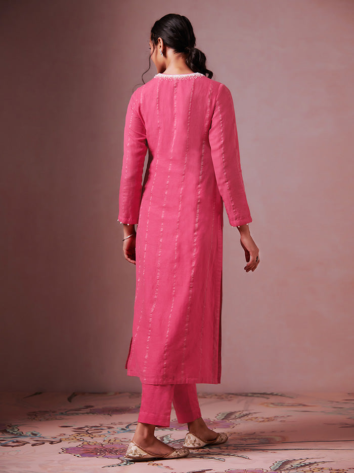 Gul Kurta Set with Dupatta - Fuschia Pink