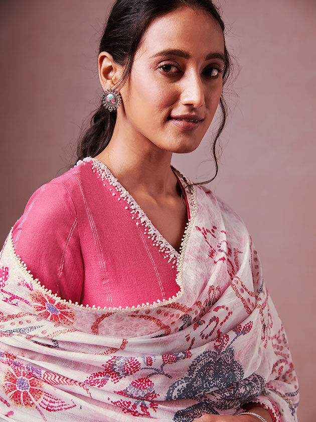 Gul Kurta Set with Dupatta - Fuschia Pink