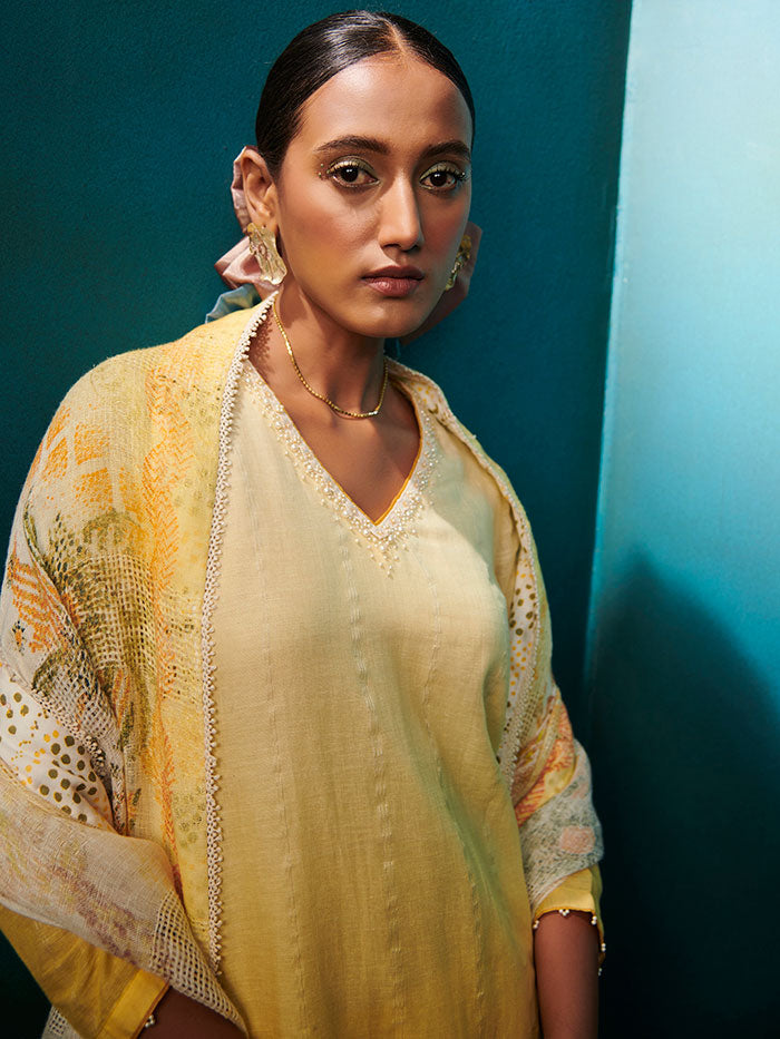 Ombre Kurta Set - Yellow