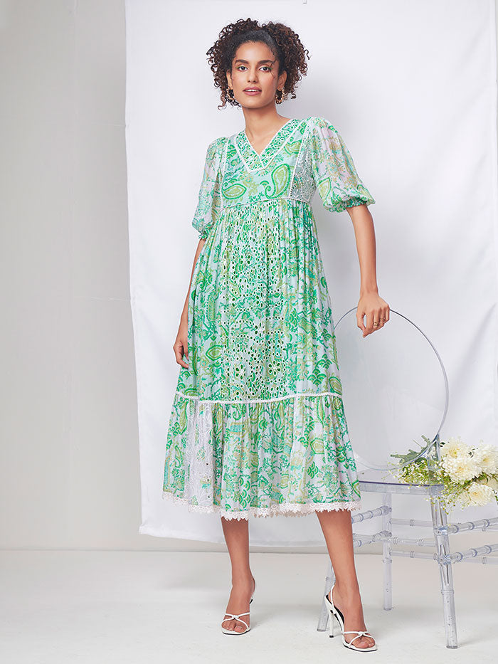 Saundh Prairie Dress - Green S / Green Saundh Prairie Dress - Green S / Green