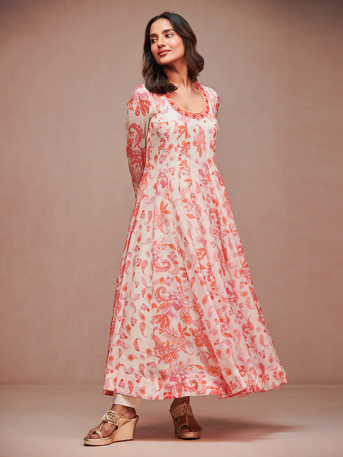 Paisley Kurta Set with Dupatta – Off-White