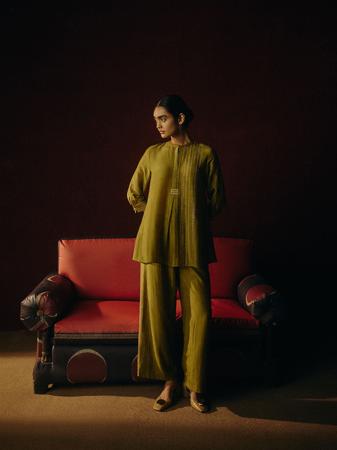 Linen Axis Co-ord Set - Green