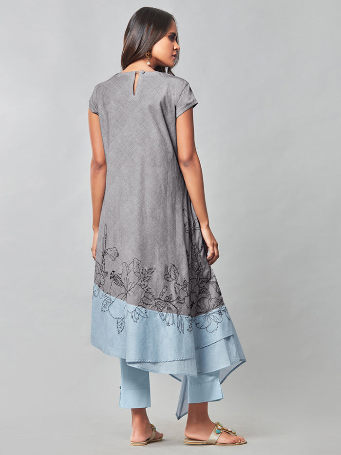 Raw Grey A-Line kurta set