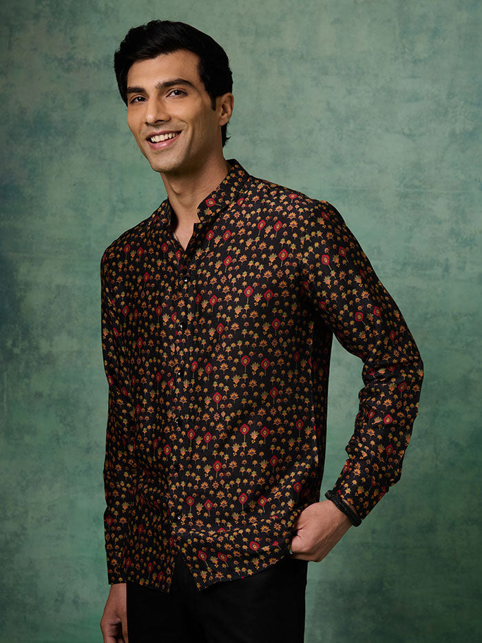 Black Printed Taksh Shirt | Shop Saundh Man