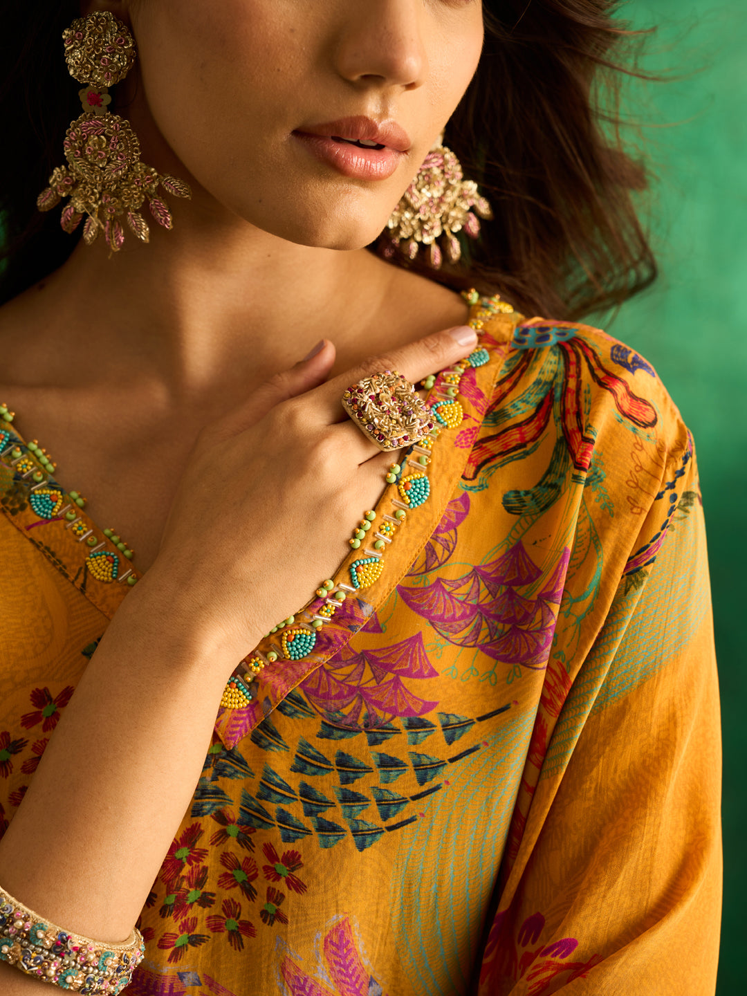 Noorani Kurta Set With Dupatta- Yellow