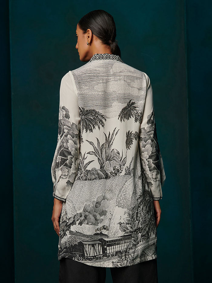 Stipple Shirt and Palazzo Set - Off White