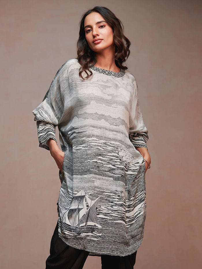 Stipple Kurta - Off White