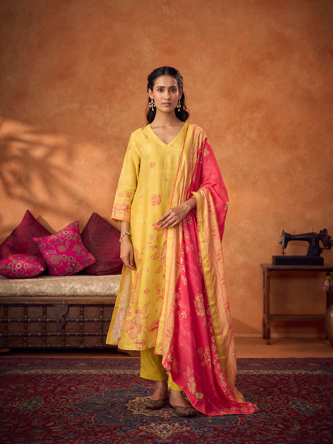 Mehfooz Unstitched Kurta Set - Yellow