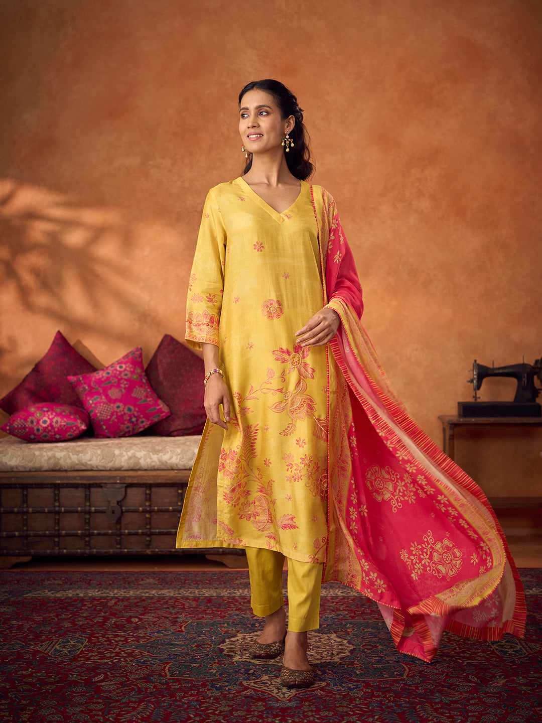 Mehfooz Unstitched Kurta Set - Yellow