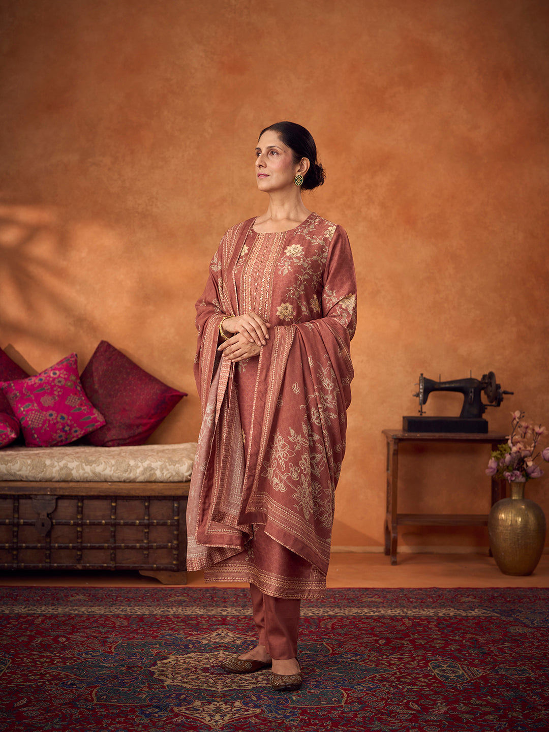 Lamha Unstitched Kurta Set - Brown