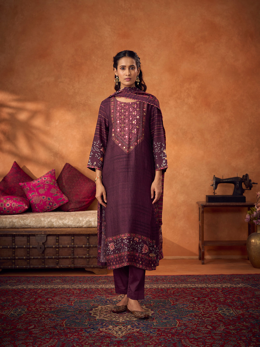 Silsila Unstitched Kurta Set - Purple