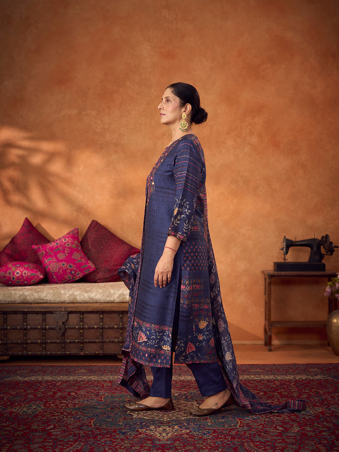 Neer Unstitched Kurta Set - Blue