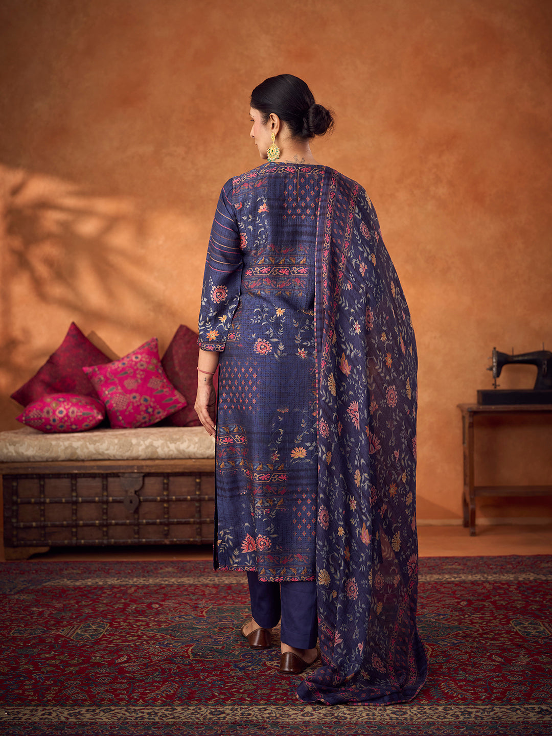 Neer Unstitched Kurta Set - Blue