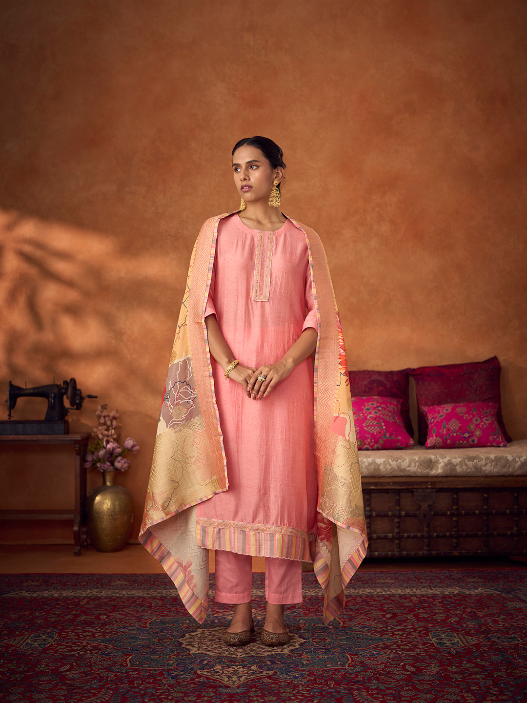 Gulbutti Unstitched Kurta Set - Pink