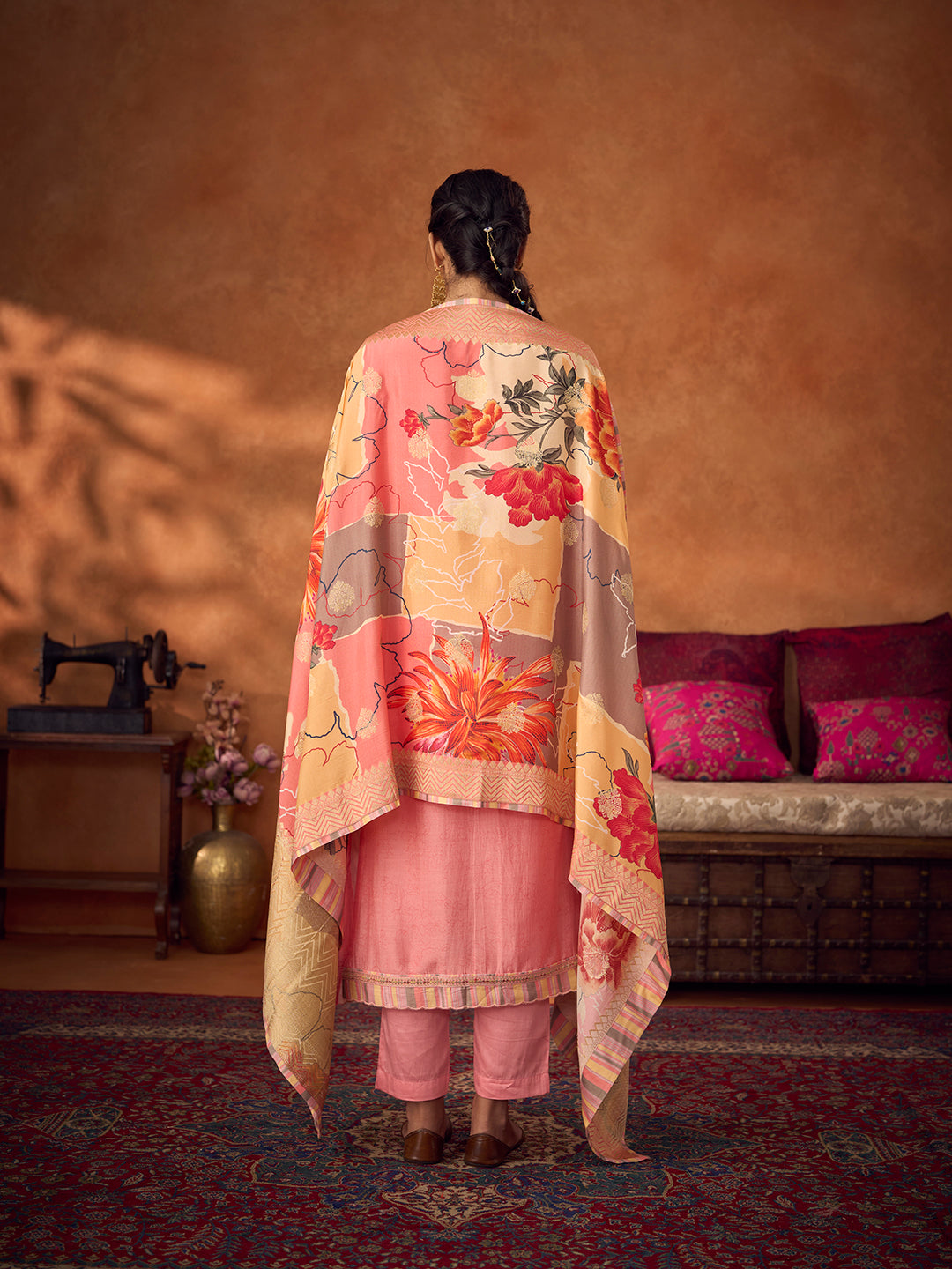 Gulbutti Unstitched Kurta Set - Pink