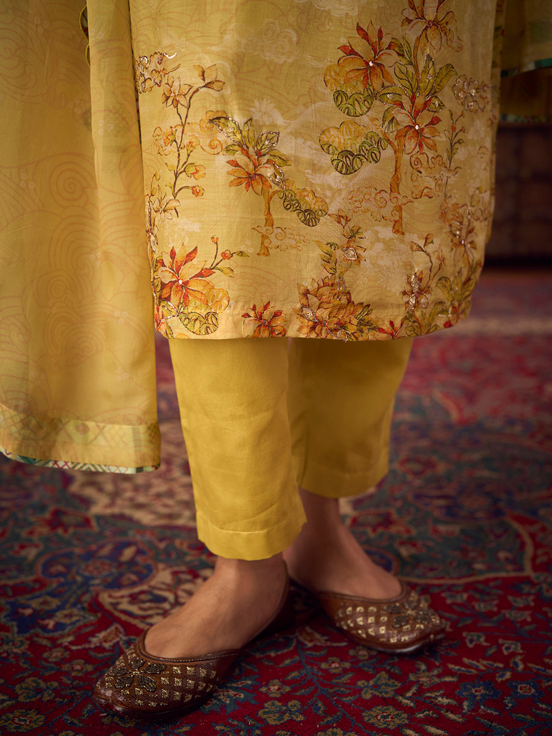 Naqsh Unstitched Kurta Set - Yellow