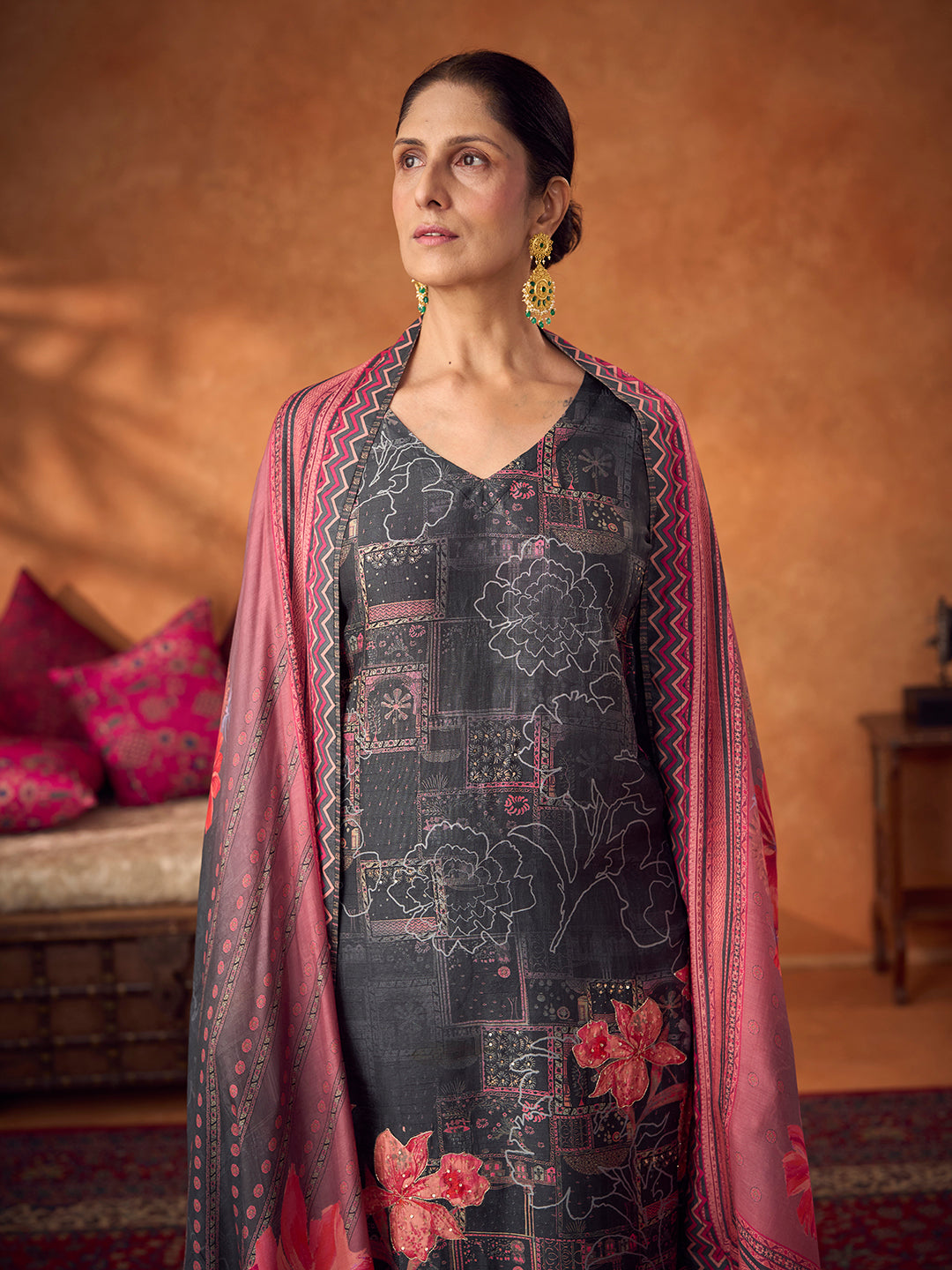 Mehrab Unstitched Kurta Set - Grey