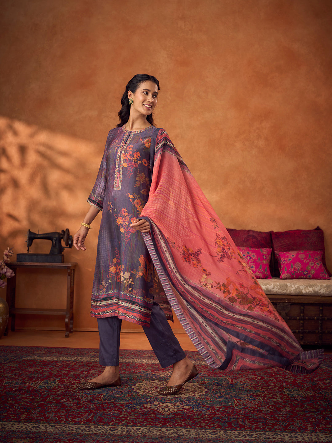 Zarbaft Unstitched Kurta Set - Blue