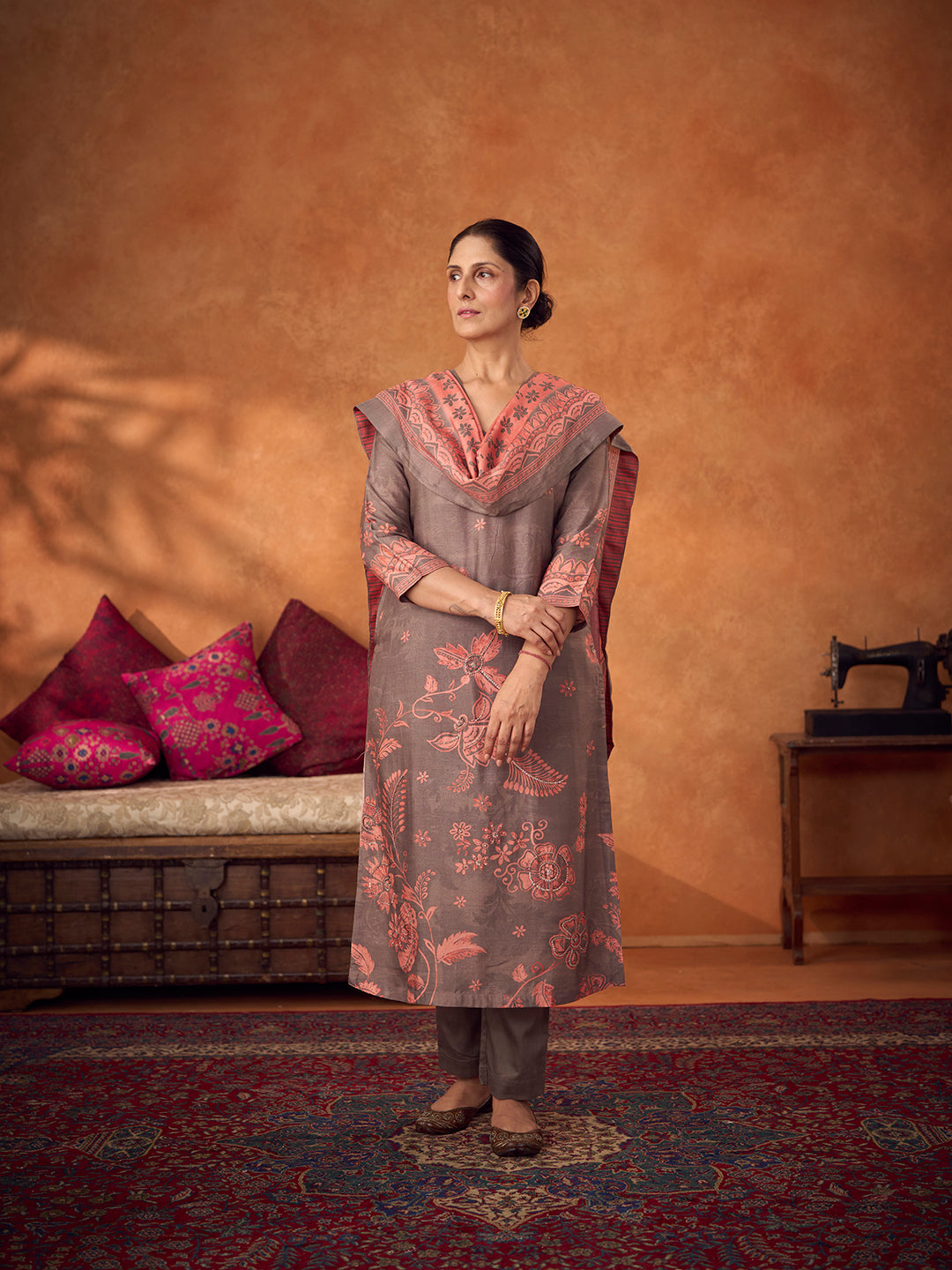 Tarsem Unstitched Kurta Set - Grey