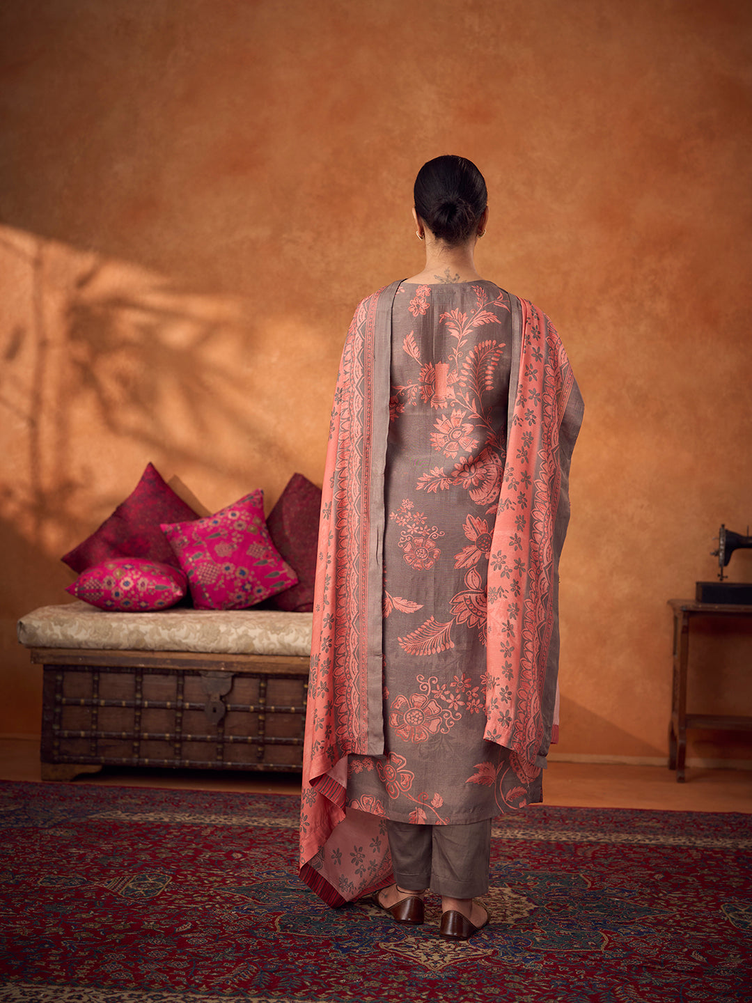 Tarsem Unstitched Kurta Set - Grey