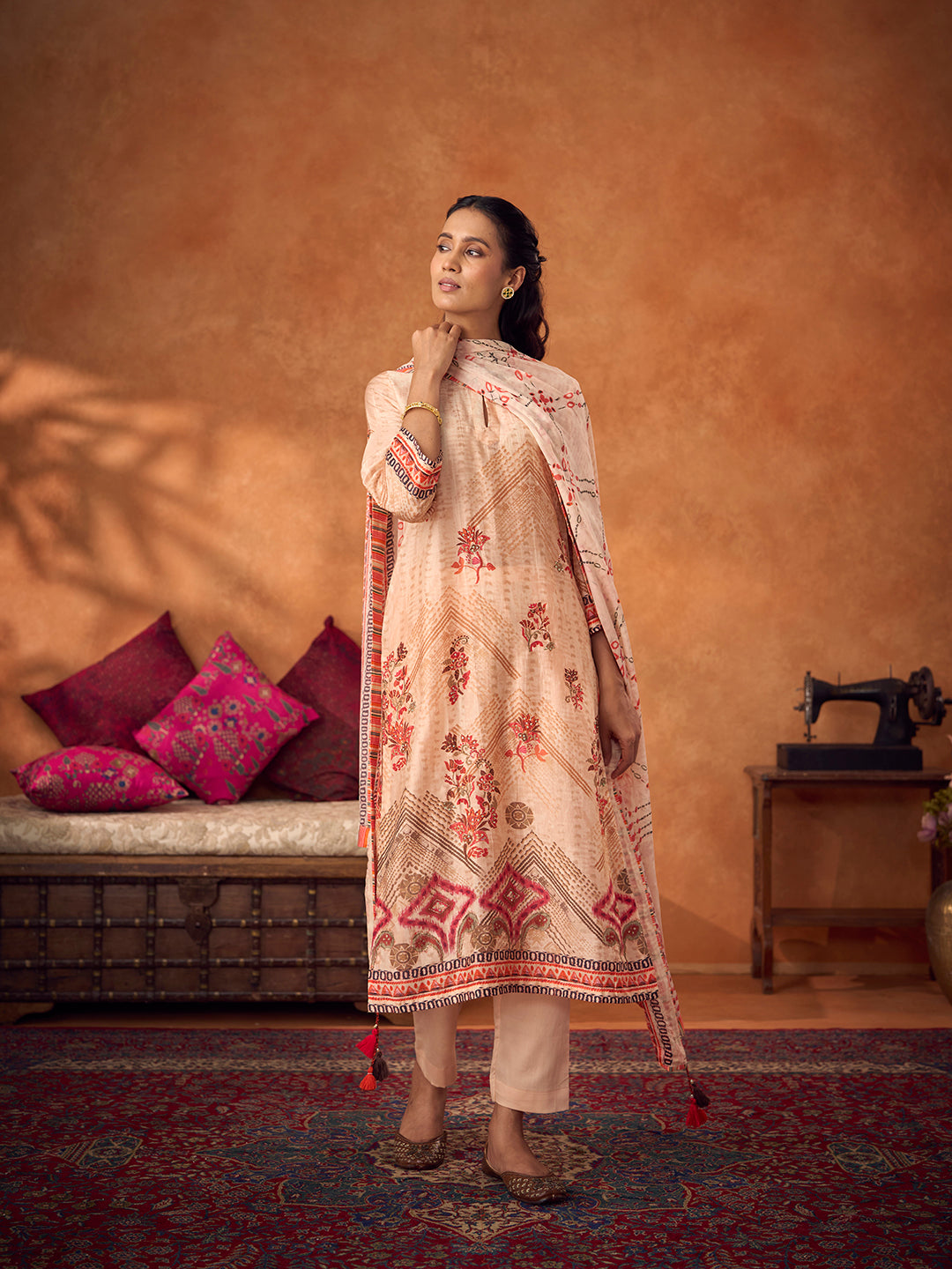 Mitti Unstitched Kurta Set - Beige