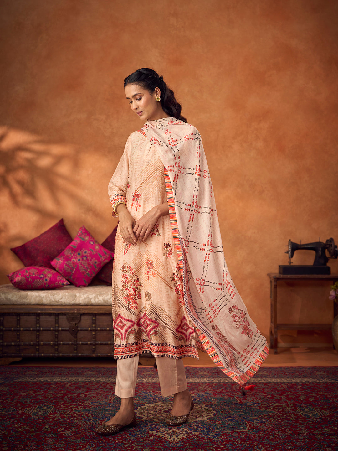 Mitti Unstitched Kurta Set - Beige