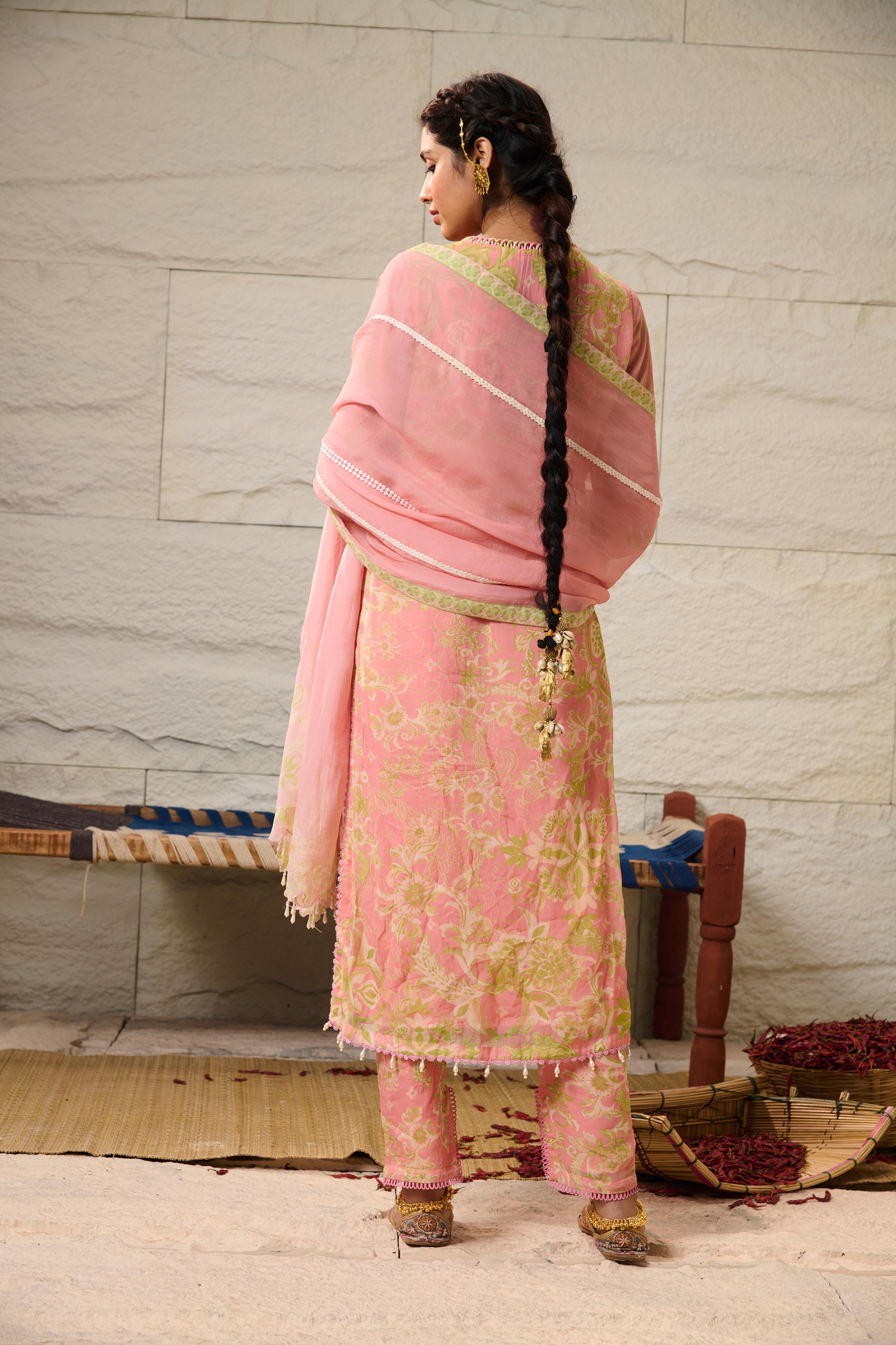Shama Kurta Set with Dupatta - Pink