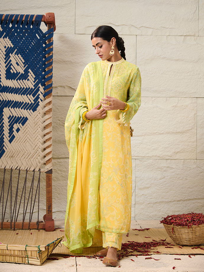 Jaya Kurta Set with Dupatta - Green