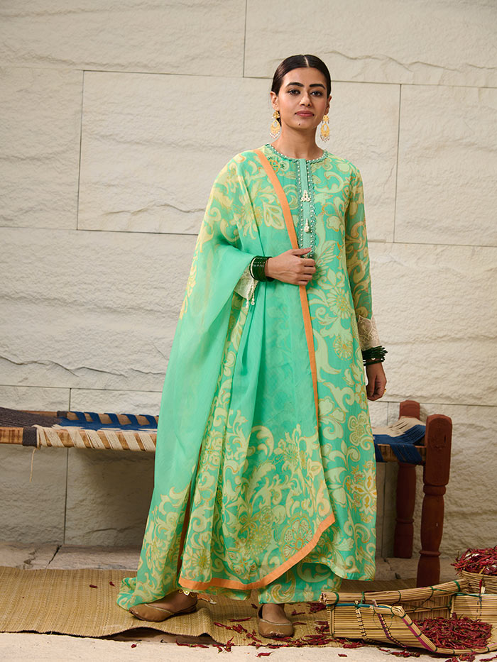 Aqua Green Kurta Set | Shop Saundh