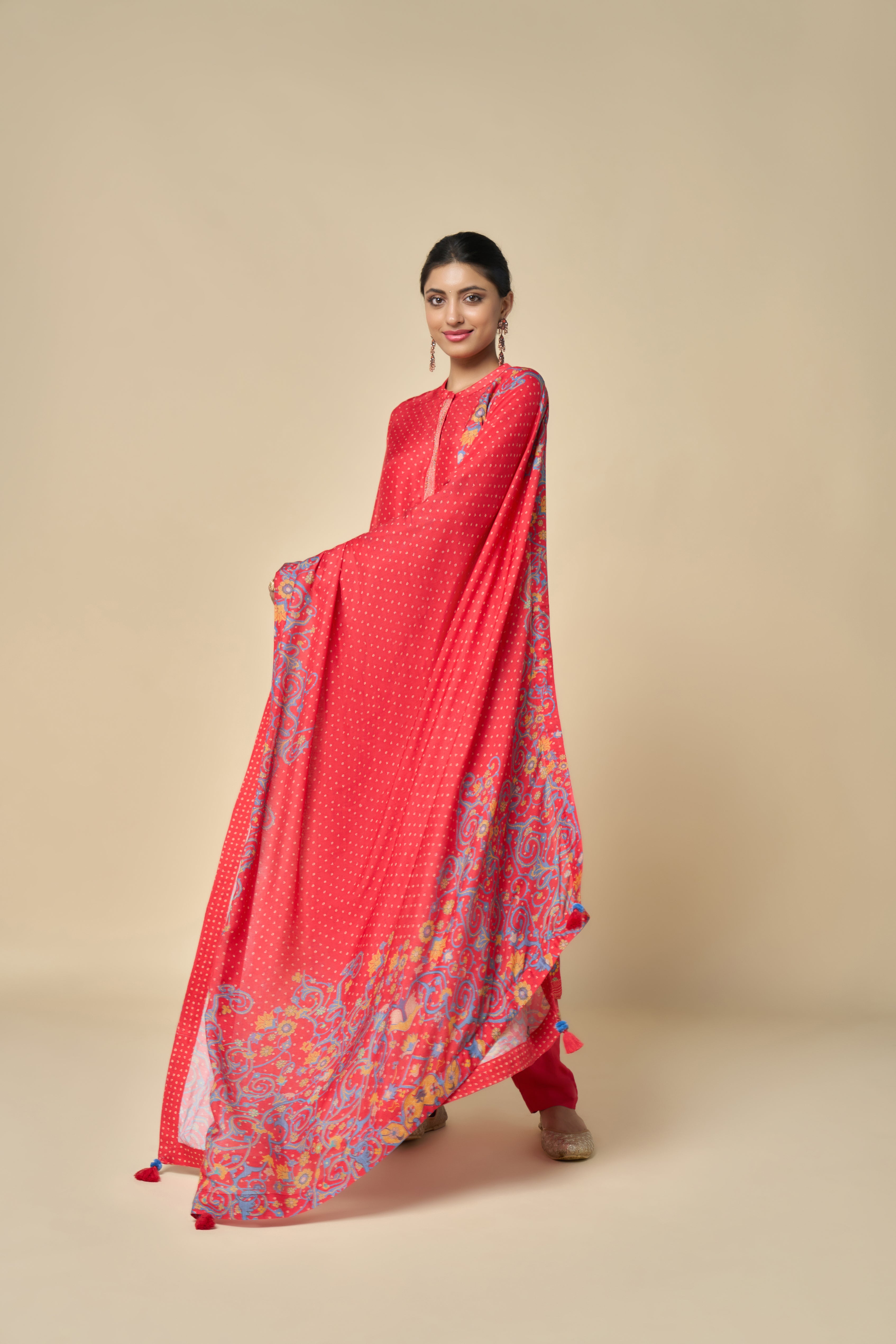 Gulmarg Unstitched Kurta Set - Coral