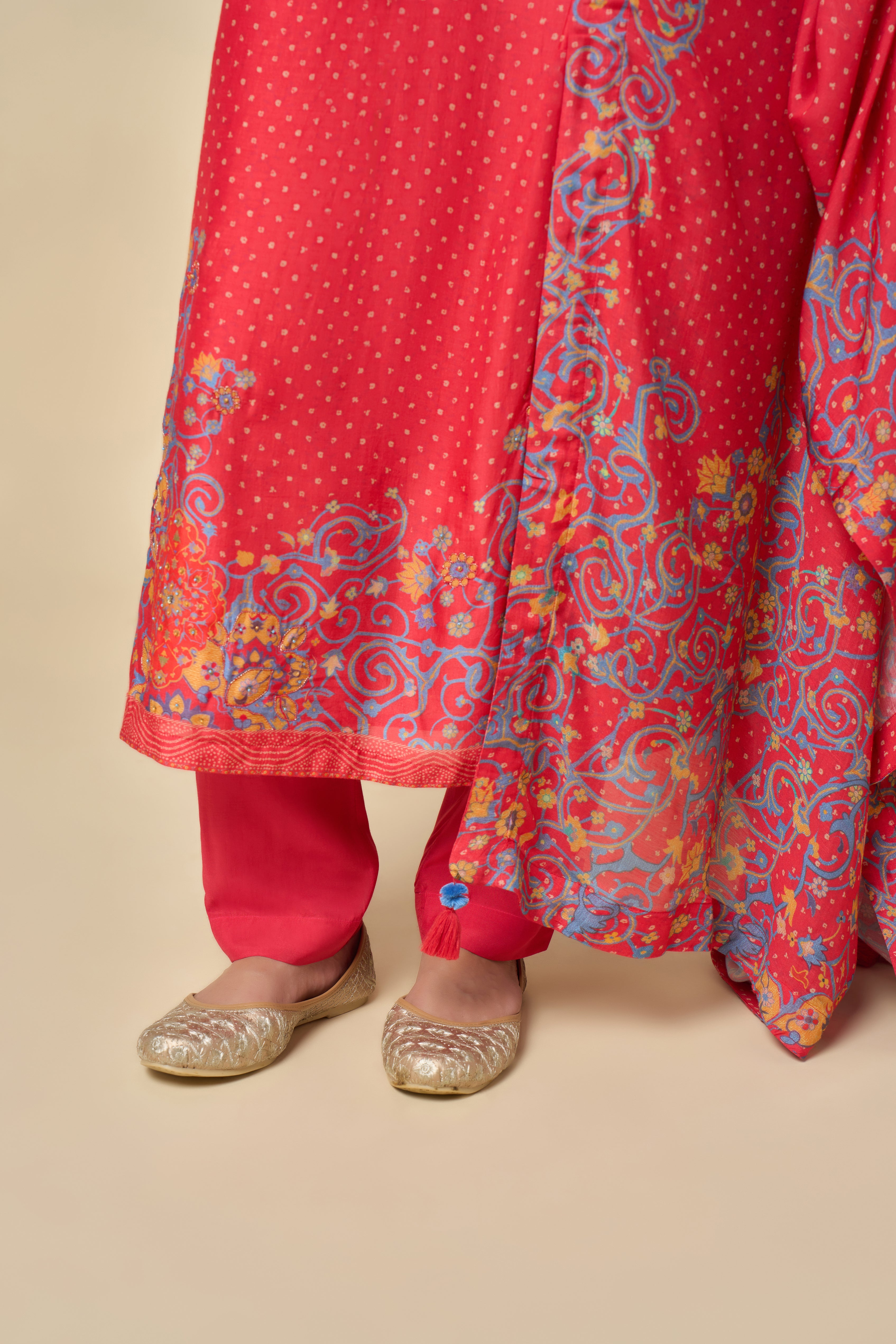Gulmarg Unstitched Kurta Set - Coral