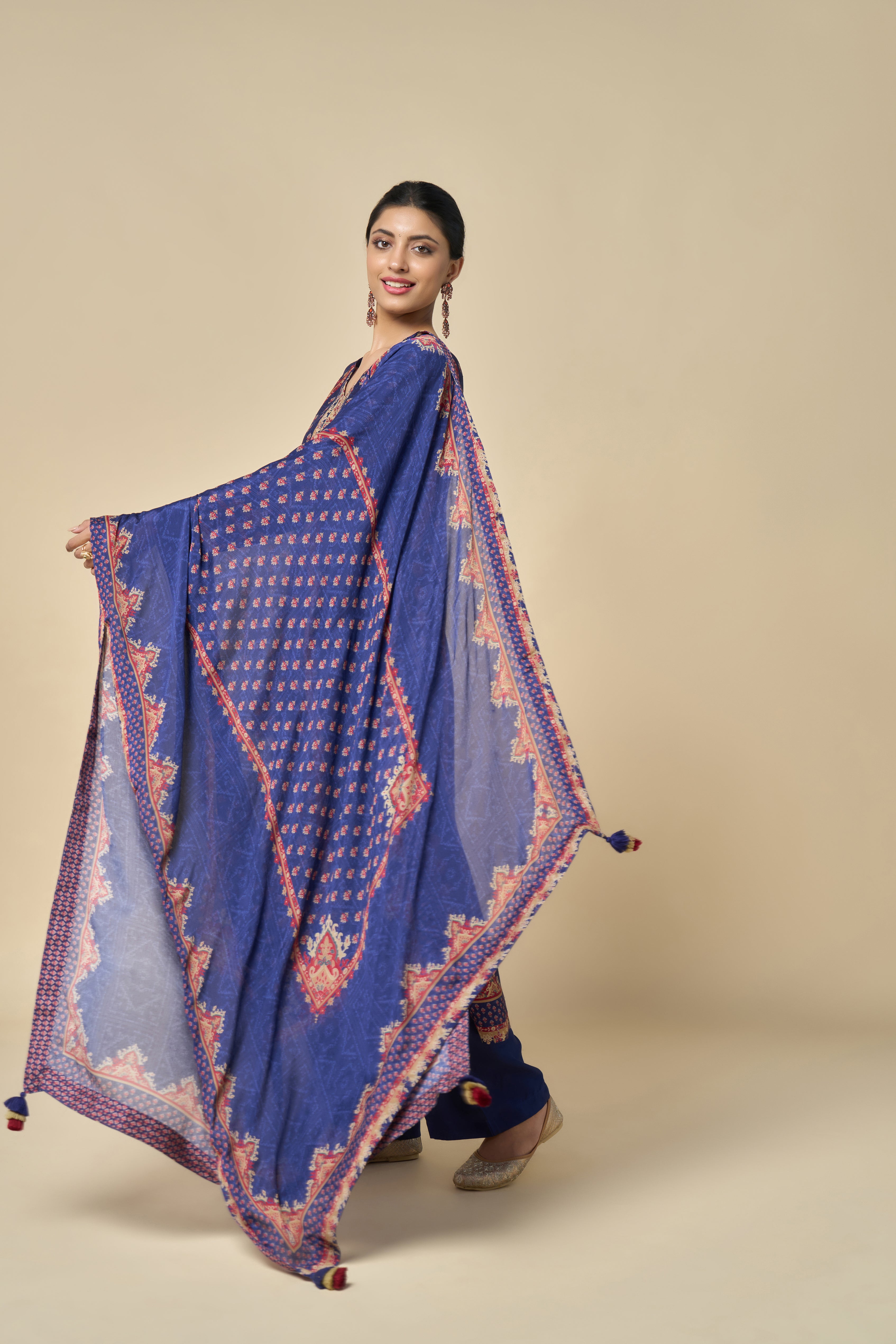 Amber Glow Unstitched Kurta Set - Blue