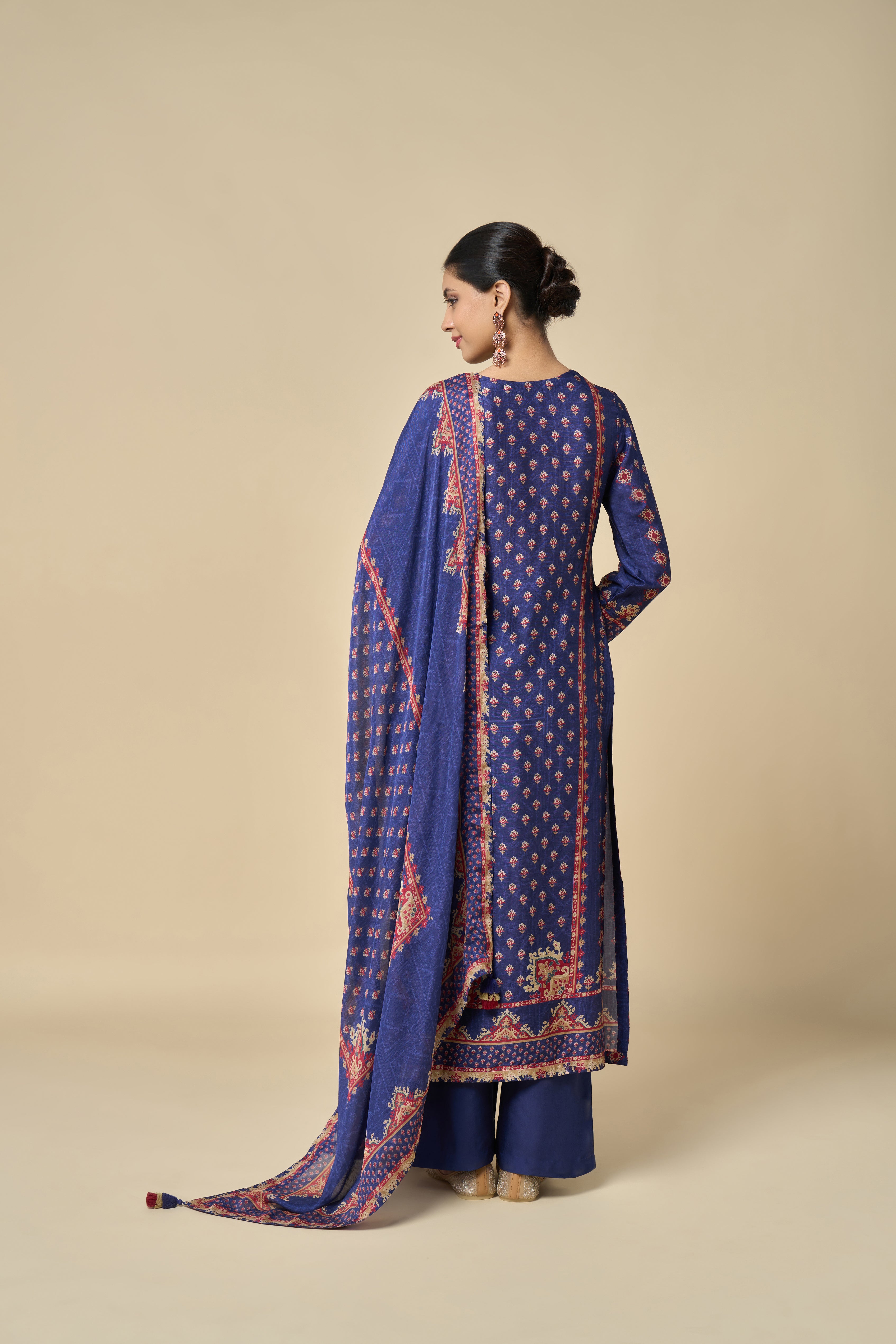 Amber Glow Unstitched Kurta Set - Blue