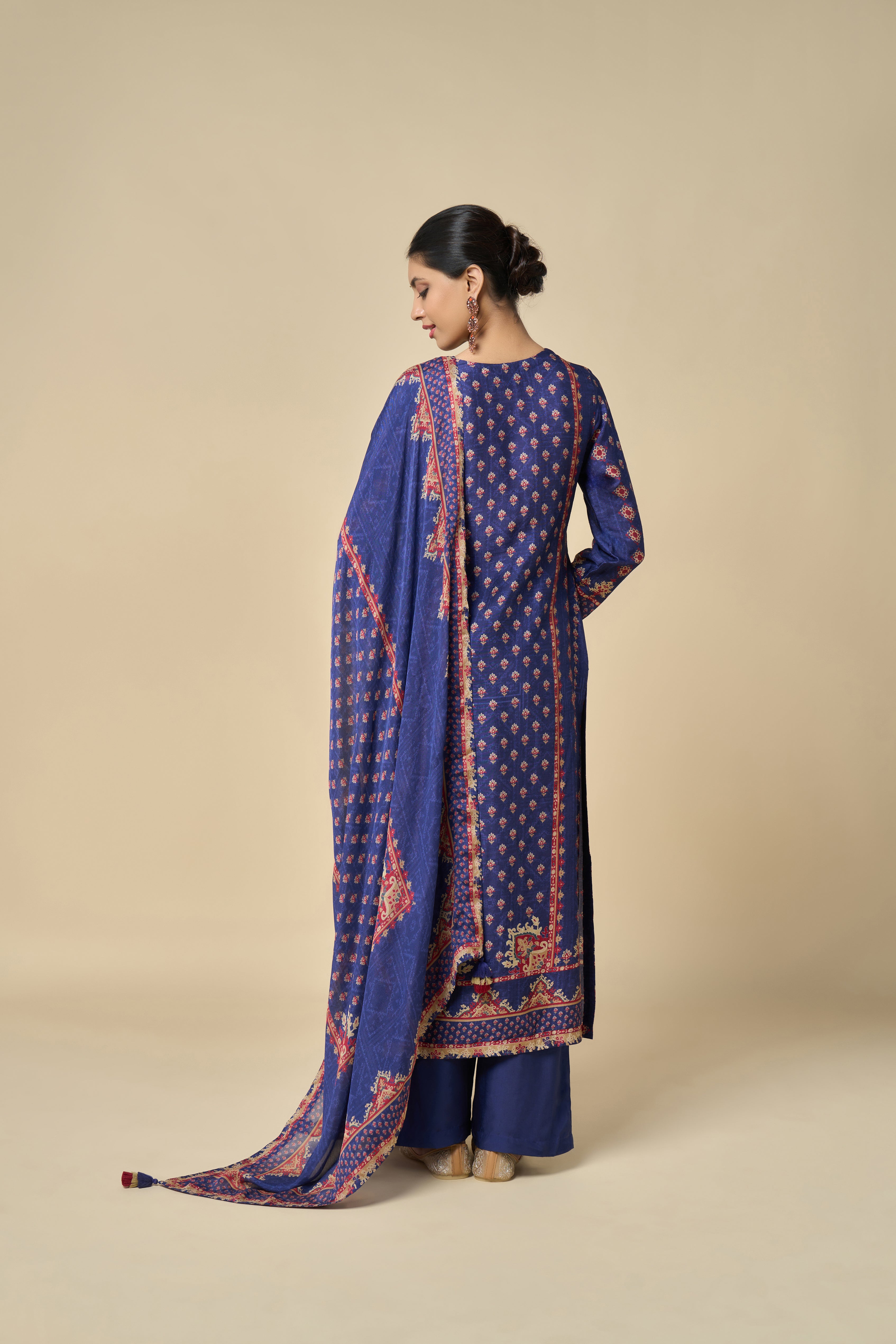 Amber Glow Unstitched Kurta Set - Blue