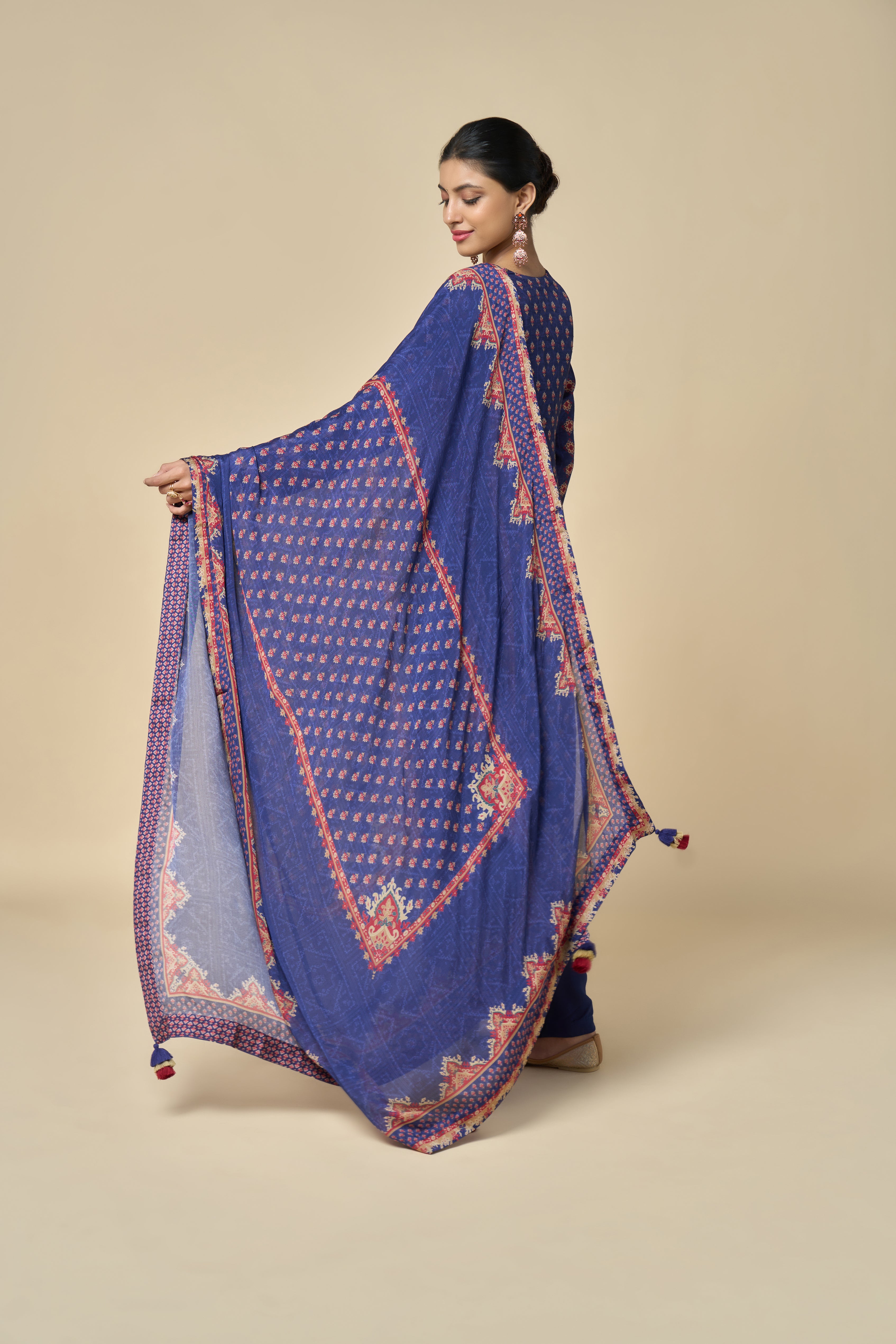 Amber Glow Unstitched Kurta Set - Blue