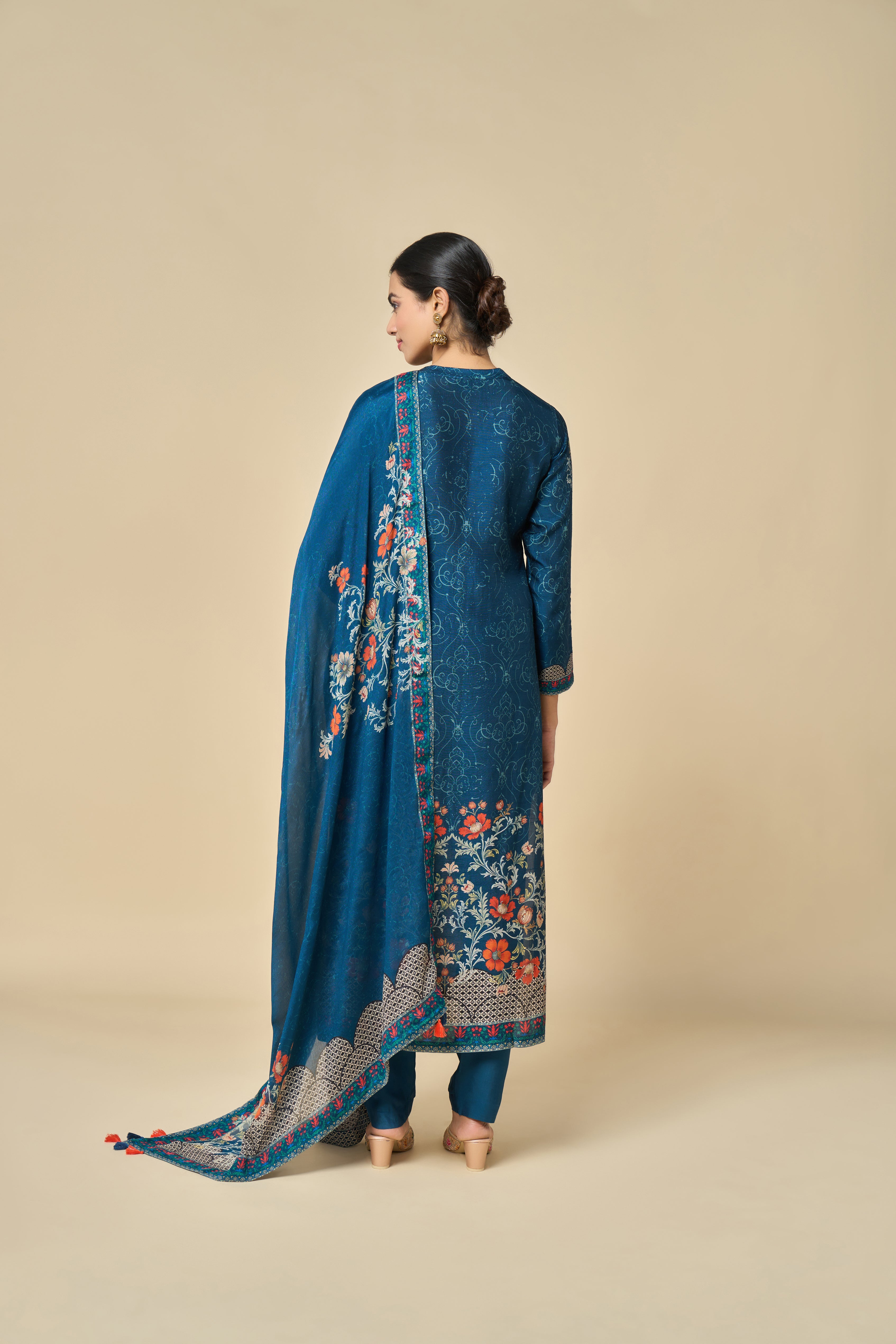 Mehfil Unstitched Kurta Set - Blue