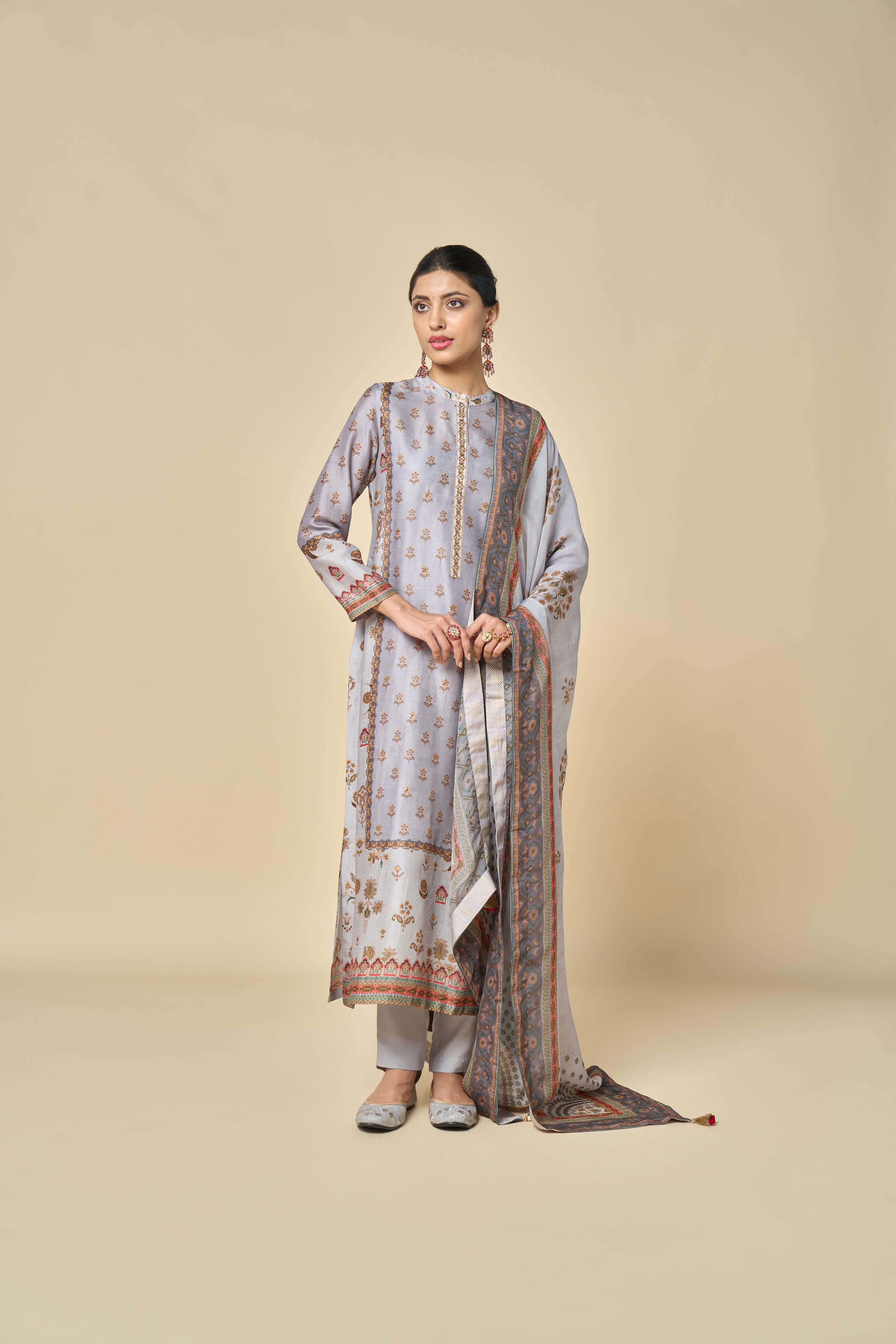 Chandni Unstitched Kurta Set - Grey