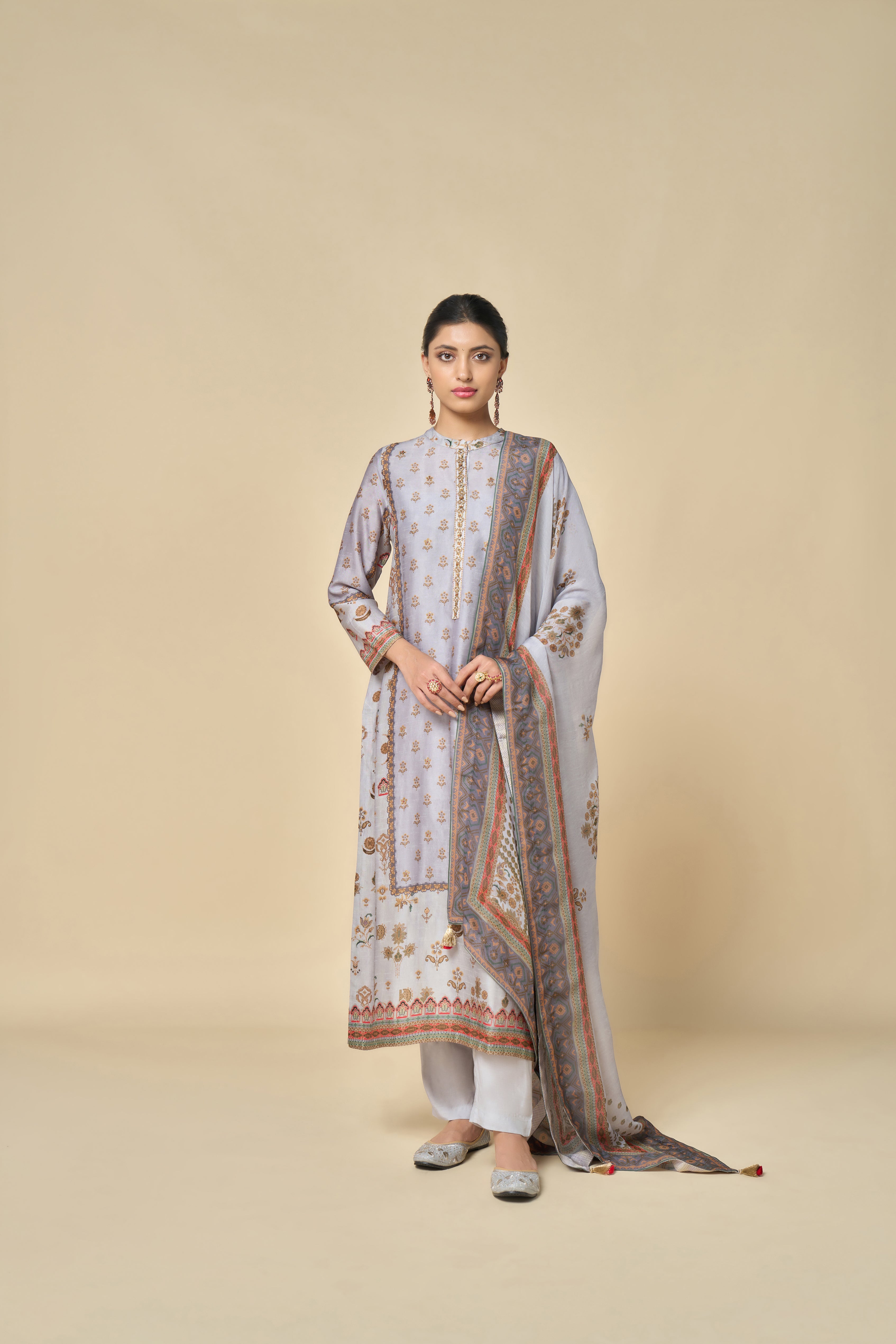 Chandni Unstitched Kurta Set - Grey