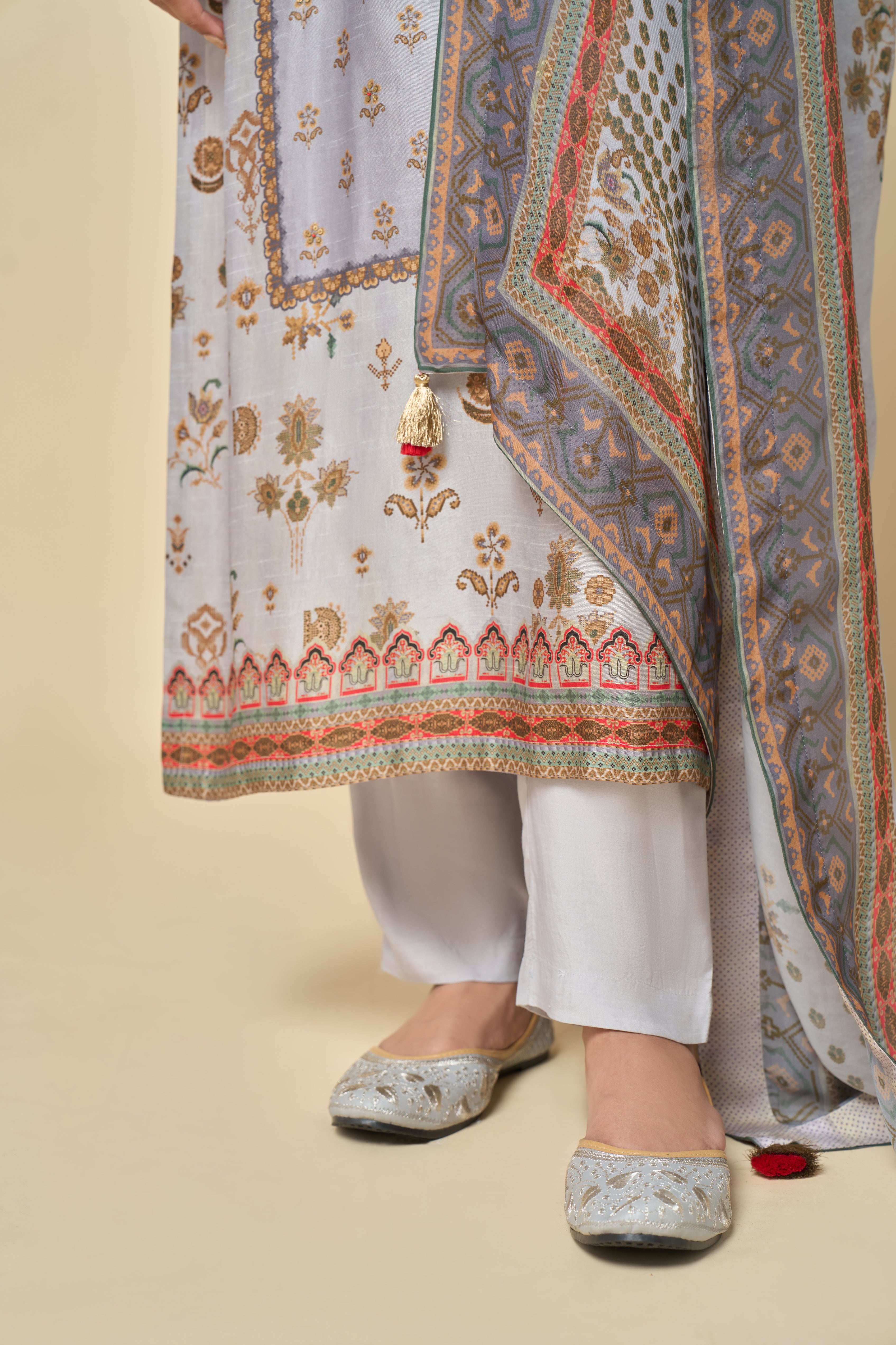 Chandni Unstitched Kurta Set - Grey