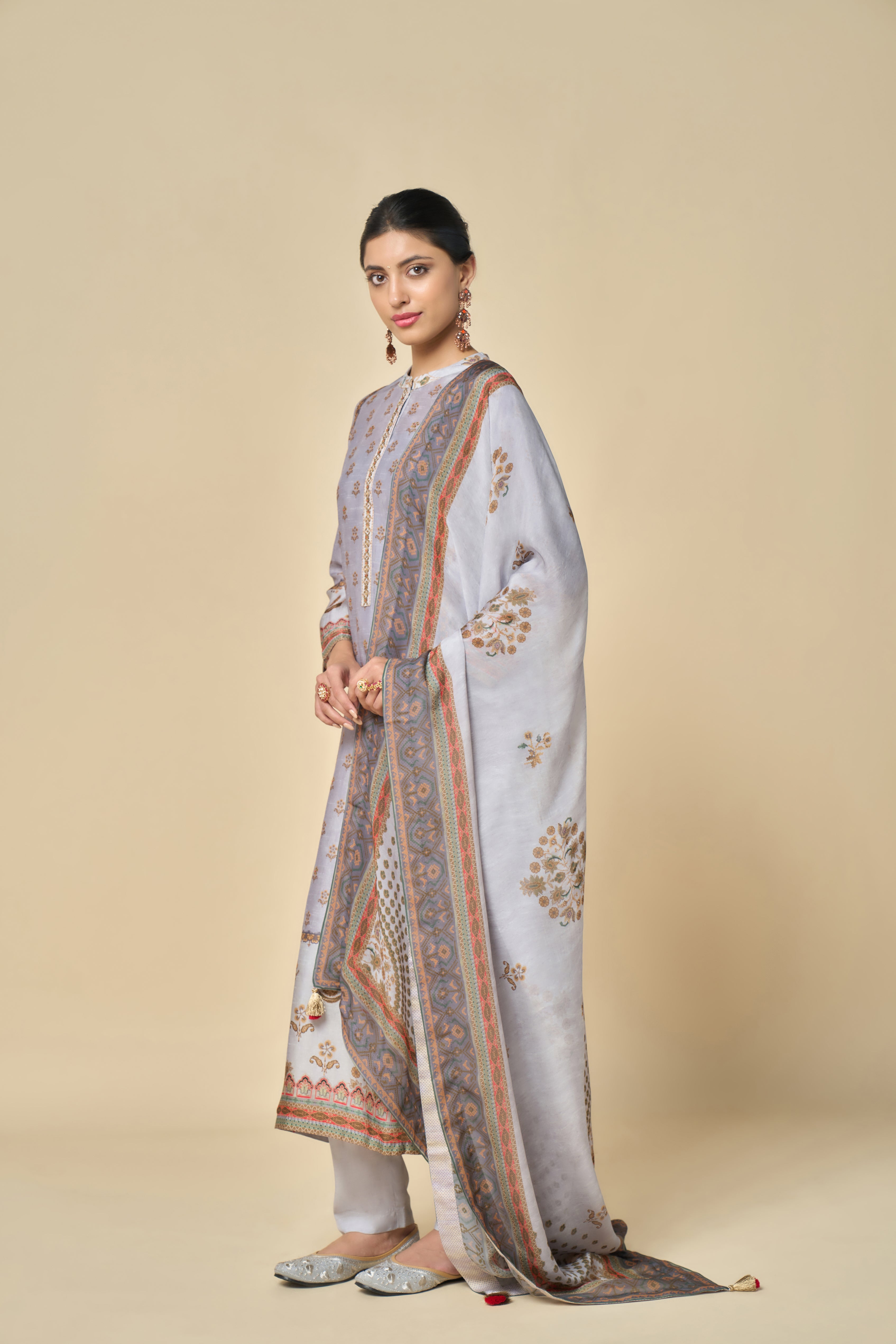 Chandni Unstitched Kurta Set - Grey