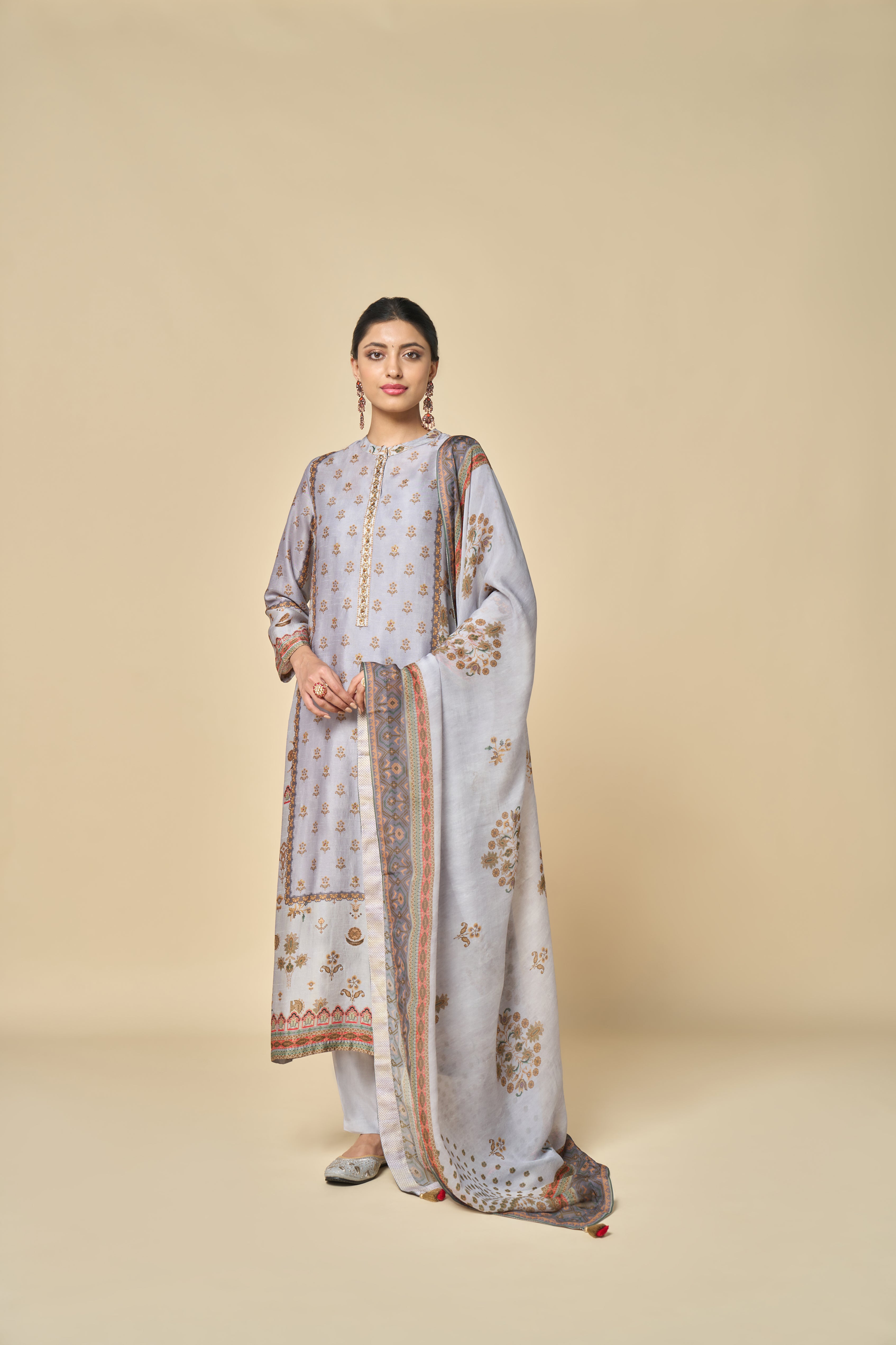 Chandni Unstitched Kurta Set - Grey